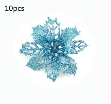 image-Glitter Artifical Christmas Flowers Christmas Tree Decorations For Home Fake Flowers Xmas Ornaments New Year Decor