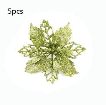 image-Glitter Artifical Christmas Flowers Christmas Tree Decorations For Home Fake Flowers Xmas Ornaments New Year Decor