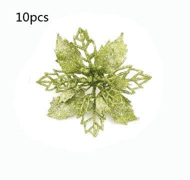 image-Glitter Artifical Christmas Flowers Christmas Tree Decorations For Home Fake Flowers Xmas Ornaments New Year Decor