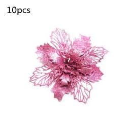 image-Glitter Artifical Christmas Flowers Christmas Tree Decorations For Home Fake Flowers Xmas Ornaments New Year Decor