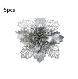 image-Glitter Artifical Christmas Flowers Christmas Tree Decorations For Home Fake Flowers Xmas Ornaments New Year Decor
