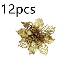 image-Glitter Artifical Christmas Flowers Christmas Tree Decorations For Home Fake Flowers Xmas Ornaments New Year Decor