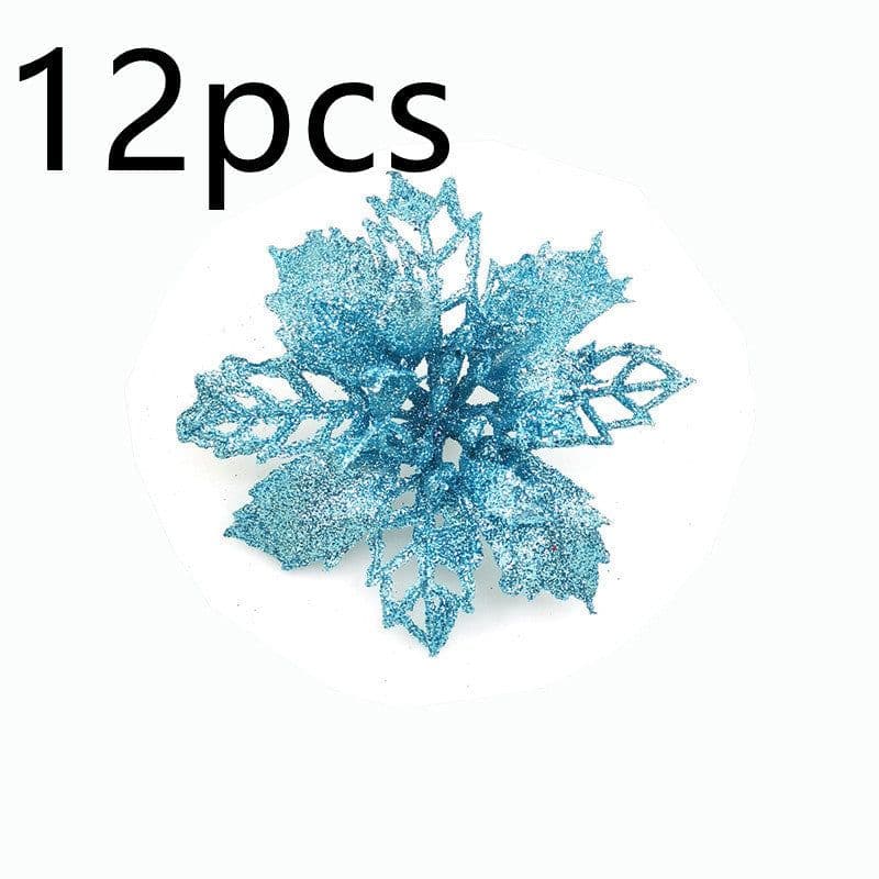 image-Glitter Artifical Christmas Flowers Christmas Tree Decorations For Home Fake Flowers Xmas Ornaments New Year Decor