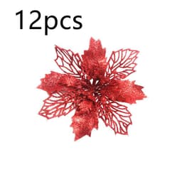 image-Glitter Artifical Christmas Flowers Christmas Tree Decorations For Home Fake Flowers Xmas Ornaments New Year Decor