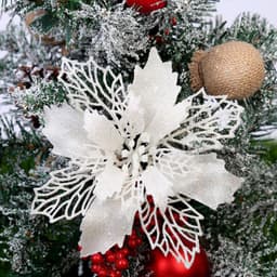 image-Glitter Artifical Christmas Flowers Christmas Tree Decorations For Home Fake Flowers Xmas Ornaments New Year Decor