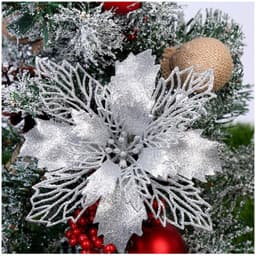image-Glitter Artifical Christmas Flowers Christmas Tree Decorations For Home Fake Flowers Xmas Ornaments New Year Decor