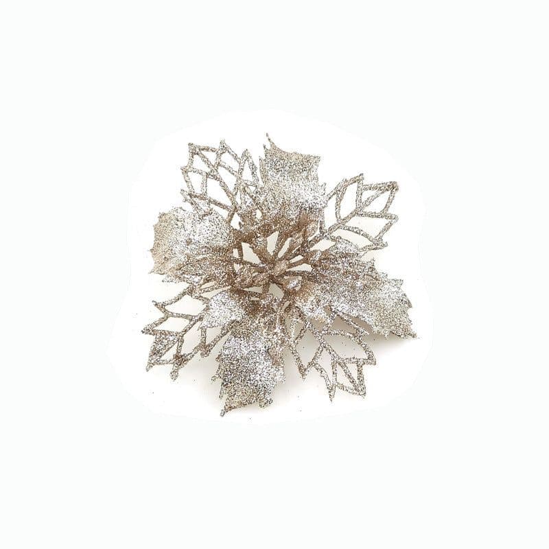 image-Glitter Artifical Christmas Flowers Christmas Tree Decorations For Home Fake Flowers Xmas Ornaments New Year Decor