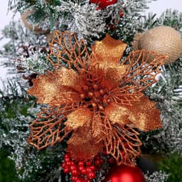 image-Glitter Artifical Christmas Flowers Christmas Tree Decorations For Home Fake Flowers Xmas Ornaments New Year Decor