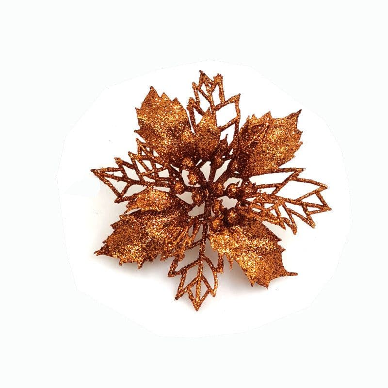 image-Glitter Artifical Christmas Flowers Christmas Tree Decorations For Home Fake Flowers Xmas Ornaments New Year Decor