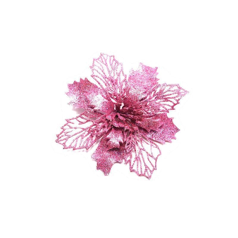 image-Glitter Artifical Christmas Flowers Christmas Tree Decorations For Home Fake Flowers Xmas Ornaments New Year Decor