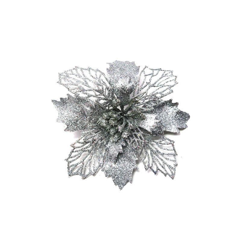 image-Glitter Artifical Christmas Flowers Christmas Tree Decorations For Home Fake Flowers Xmas Ornaments New Year Decor
