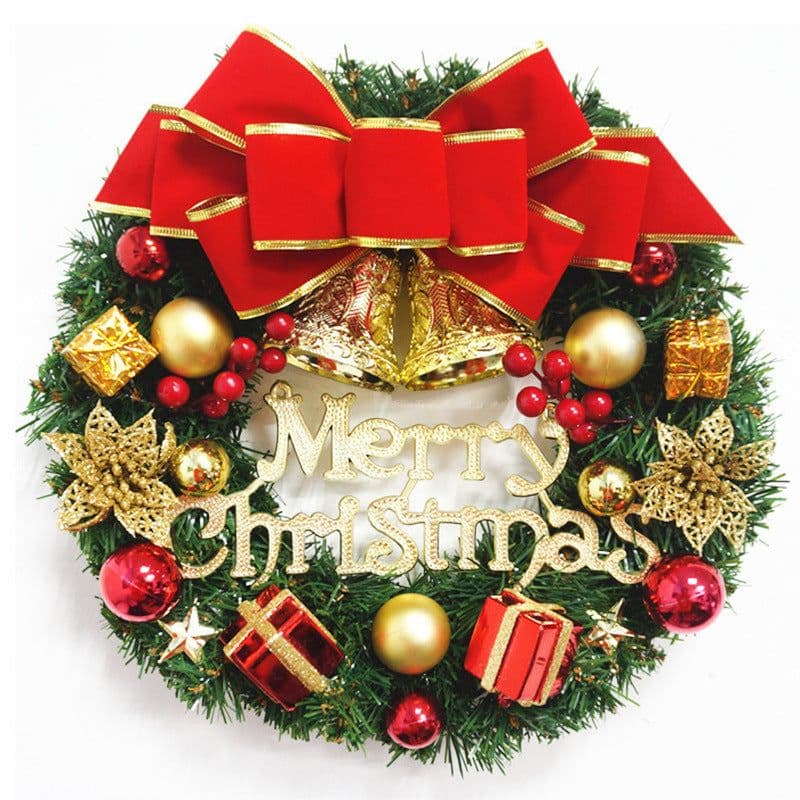 image-Christmas Wreath Clover Wreath Natural Pine Decorative Christmas Garland with Frost