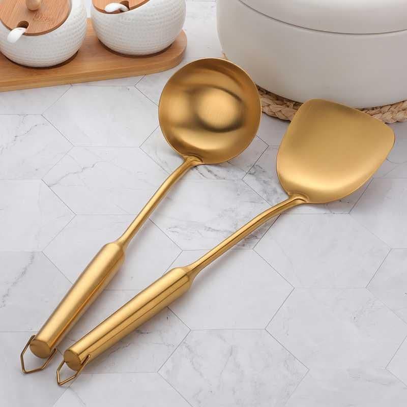 image-Stainless Steel Spatula Household Iron Spatula Kitchen Kitchen Utensils Shovel Spoon Set Long Handle Cooking Shovel Frying Spoon Stainless Steel