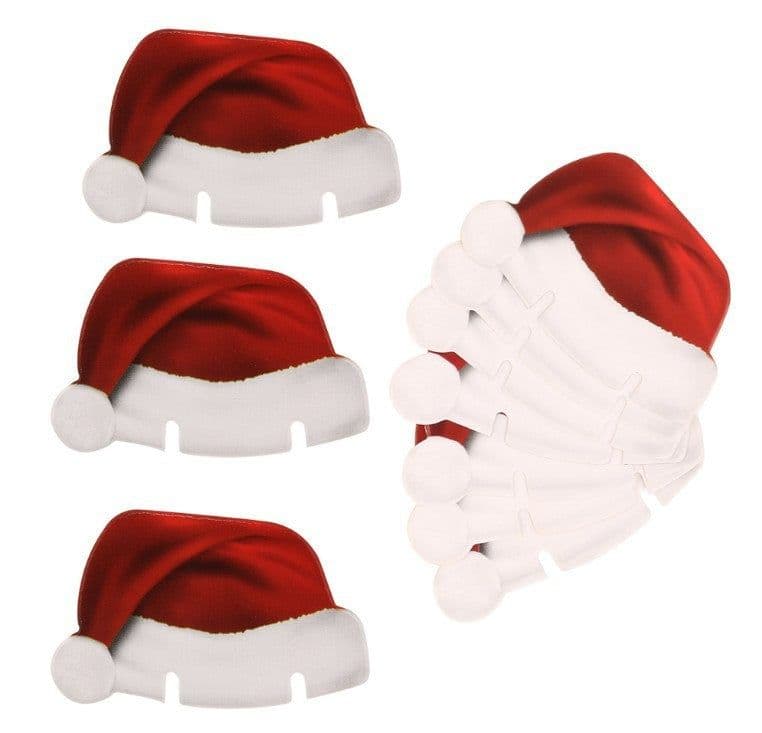 image-10PcsLot Paper Red Christmas Hat Wine Champagne Tipple Cup Card Christmas Party Table Decor DIY Decorations For Home