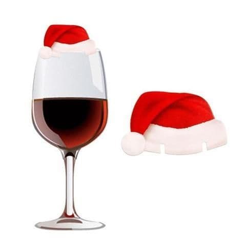 image-10PcsLot Paper Red Christmas Hat Wine Champagne Tipple Cup Card Christmas Party Table Decor DIY Decorations For Home