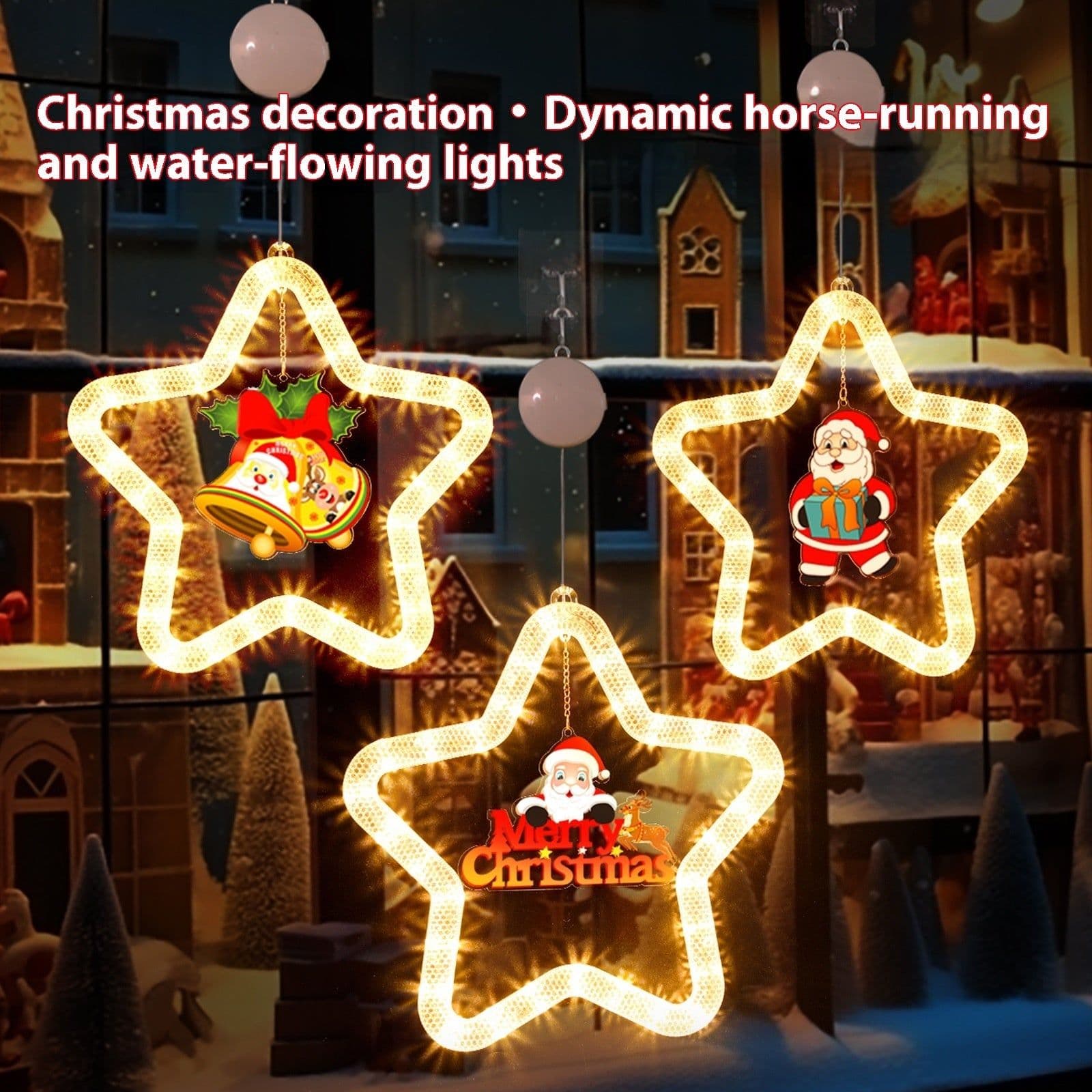 image-Christmas Pendant Decoration Christmas Atmosphere Led Lights Led Christmas Star Light Decoration For Window Door For Holiday