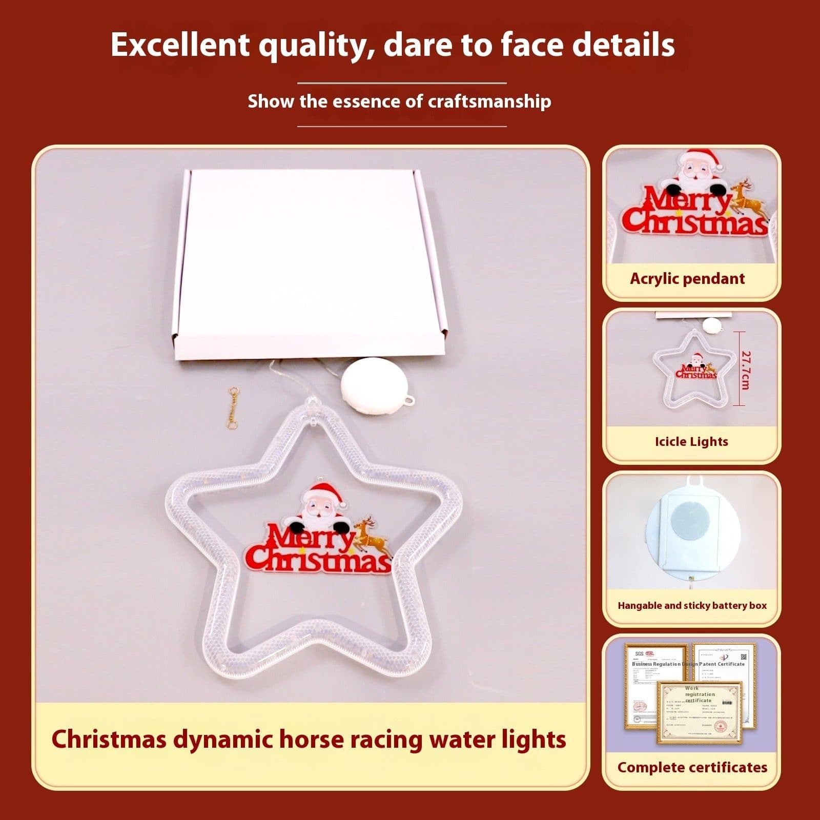image-Christmas Pendant Decoration Christmas Atmosphere Led Lights Led Christmas Star Light Decoration For Window Door For Holiday