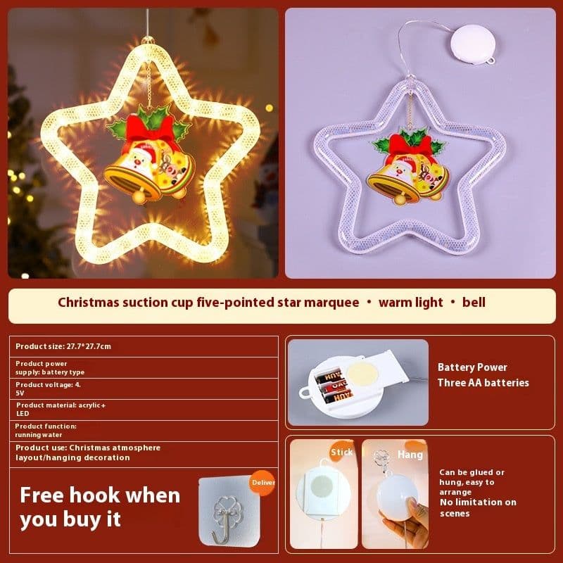 image-Christmas Pendant Decoration Christmas Atmosphere Led Lights Led Christmas Star Light Decoration For Window Door For Holiday