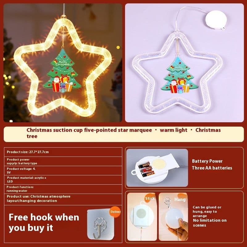 image-Christmas Pendant Decoration Christmas Atmosphere Led Lights Led Christmas Star Light Decoration For Window Door For Holiday