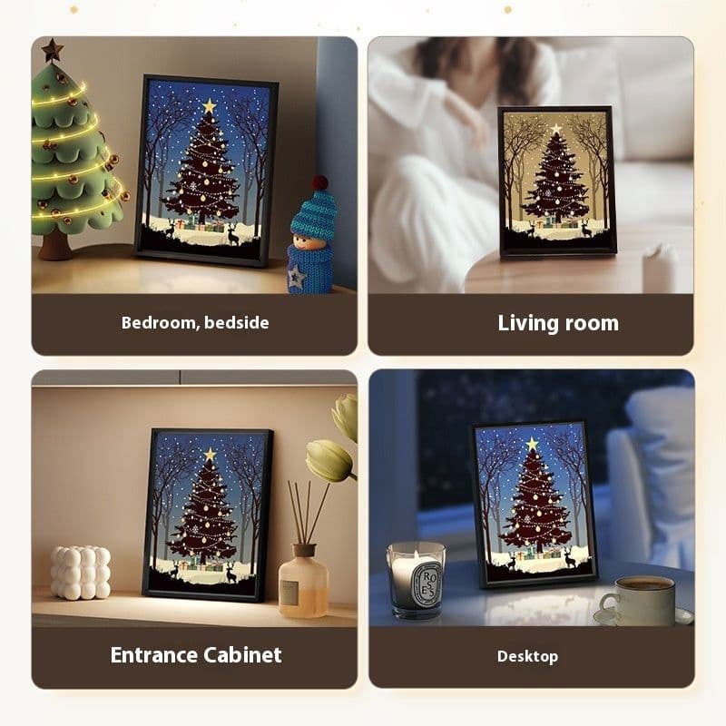 image-2024 New Luminous Speaker Christmas Tree Painting Bluetooth Speaker Desktop Ornament Gift Light And Shadow Art Lighting