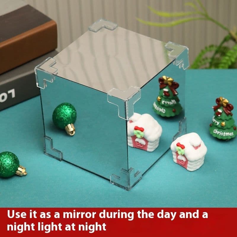 image-Christmas DIY Decorations Mirror And LED Cube Lamp 3D Santa Claus Snowman Tree Christmas Lights DIY Material Kit For Xmas Decor