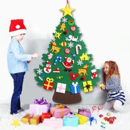 image-DIY Felt Christmas Tree New Year Toddler Kids Handmade Gift Toys Door Wall Hanging Ornaments Holiday Party Home Decor Set