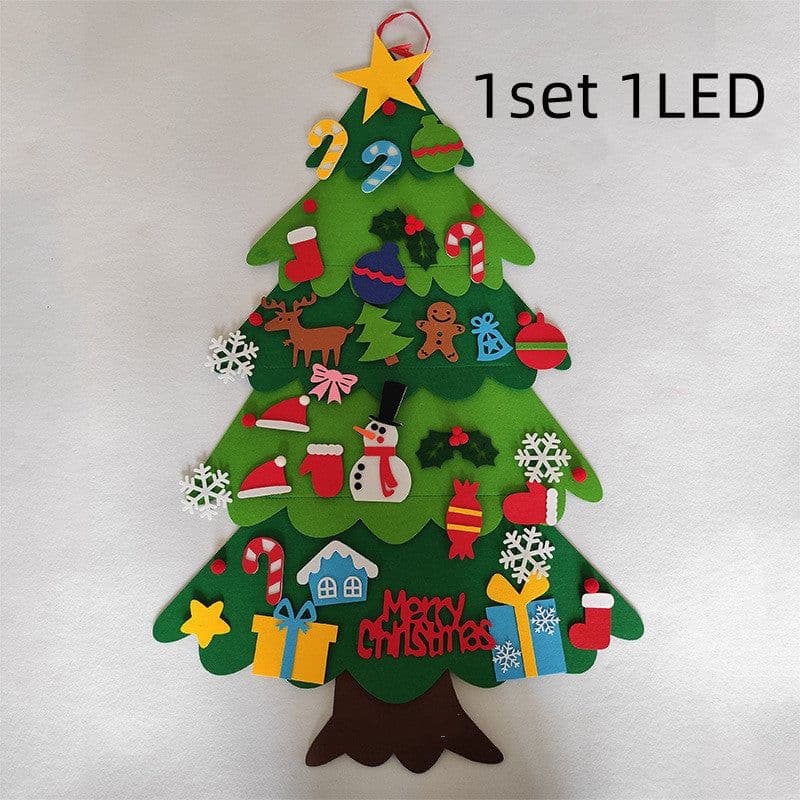image-DIY Felt Christmas Tree New Year Toddler Kids Handmade Gift Toys Door Wall Hanging Ornaments Holiday Party Home Decor Set