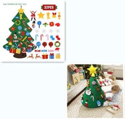 image-DIY Felt Christmas Tree New Year Toddler Kids Handmade Gift Toys Door Wall Hanging Ornaments Holiday Party Home Decor Set