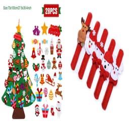 image-DIY Felt Christmas Tree New Year Toddler Kids Handmade Gift Toys Door Wall Hanging Ornaments Holiday Party Home Decor Set