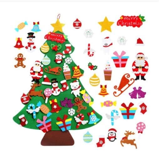 image-DIY Felt Christmas Tree New Year Toddler Kids Handmade Gift Toys Door Wall Hanging Ornaments Holiday Party Home Decor Set