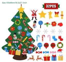 image-DIY Felt Christmas Tree New Year Toddler Kids Handmade Gift Toys Door Wall Hanging Ornaments Holiday Party Home Decor Set