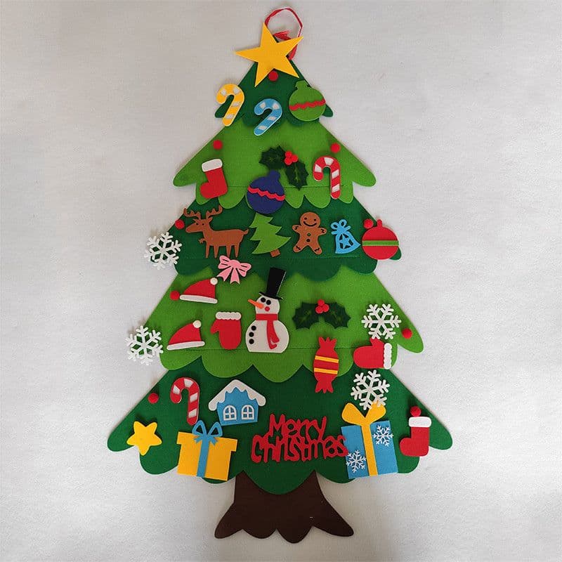 image-DIY Felt Christmas Tree New Year Toddler Kids Handmade Gift Toys Door Wall Hanging Ornaments Holiday Party Home Decor Set