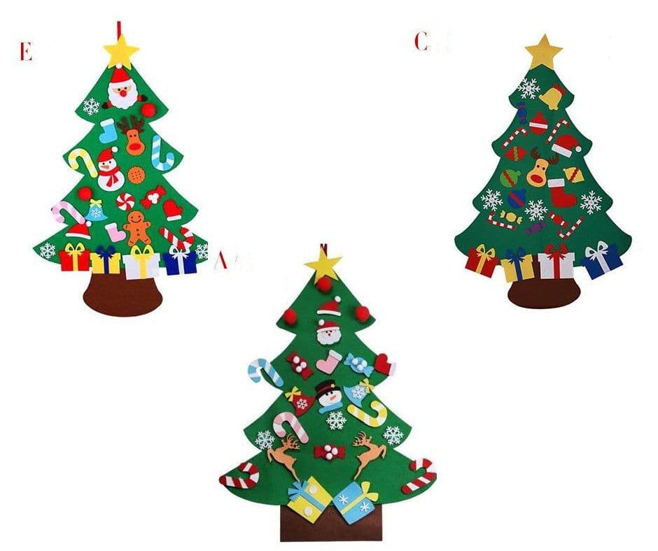 image-DIY Felt Christmas Tree New Year Toddler Kids Handmade Gift Toys Door Wall Hanging Ornaments Holiday Party Home Decor Set