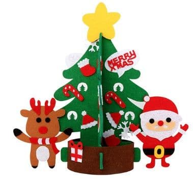 image-DIY Felt Christmas Tree New Year Toddler Kids Handmade Gift Toys Door Wall Hanging Ornaments Holiday Party Home Decor Set
