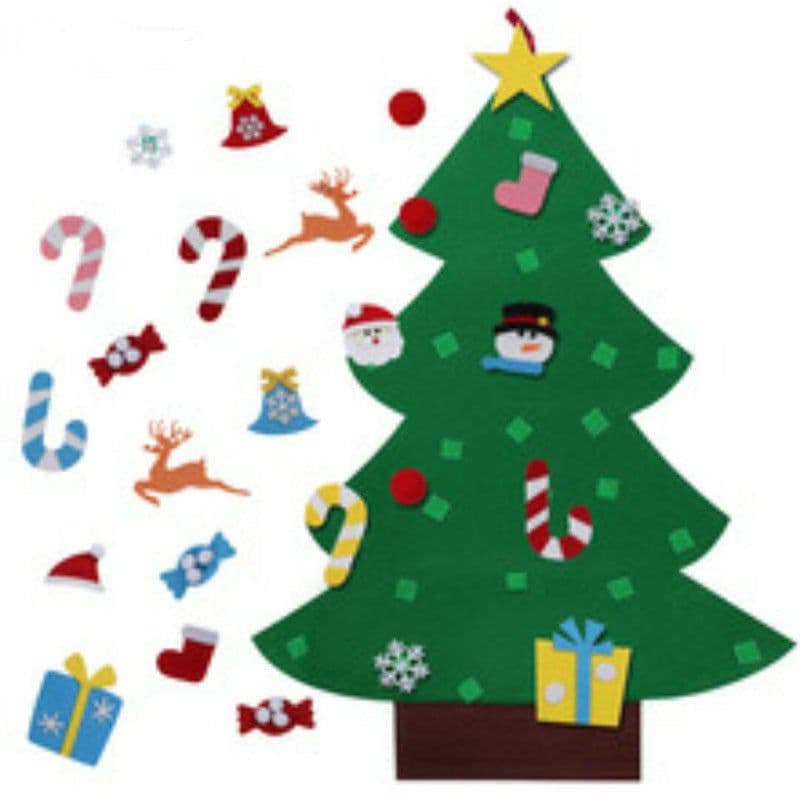 image-DIY Felt Christmas Tree New Year Toddler Kids Handmade Gift Toys Door Wall Hanging Ornaments Holiday Party Home Decor Set