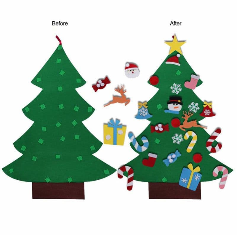 image-DIY Felt Christmas Tree New Year Toddler Kids Handmade Gift Toys Door Wall Hanging Ornaments Holiday Party Home Decor Set