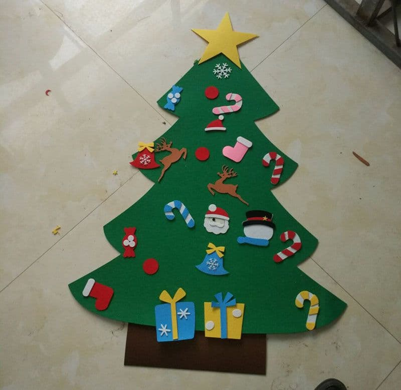 image-DIY Felt Christmas Tree New Year Toddler Kids Handmade Gift Toys Door Wall Hanging Ornaments Holiday Party Home Decor Set