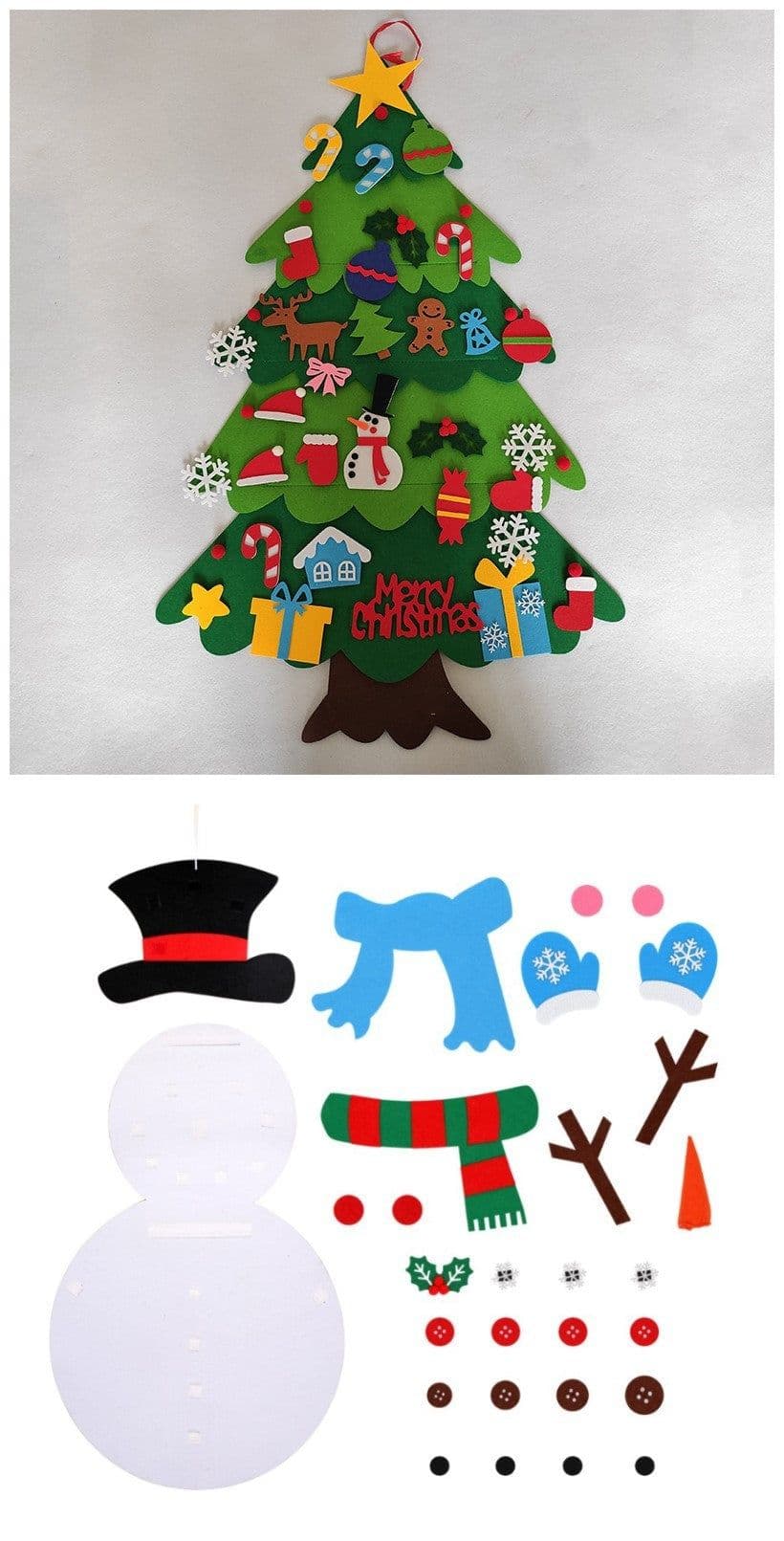image-DIY Felt Christmas Tree New Year Toddler Kids Handmade Gift Toys Door Wall Hanging Ornaments Holiday Party Home Decor Set