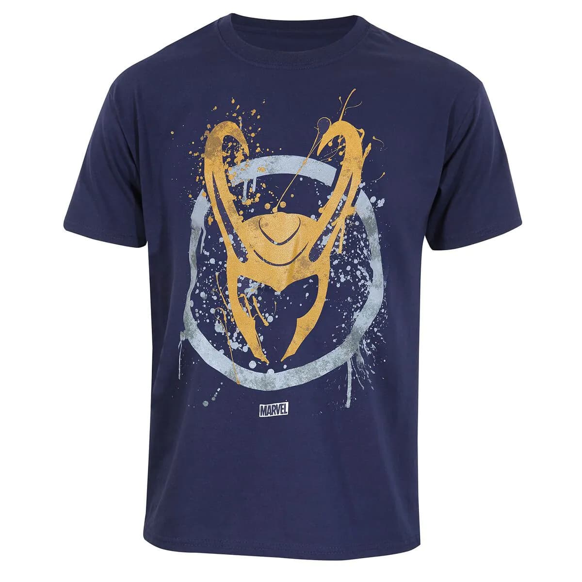 image-Short Sleeve T-Shirt Marvel Splatter Logo Blue Unisex