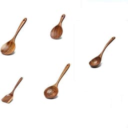 image-Acacia Wooden Spatula For Non-Stick Cookware Long Handle Wooden Spatula Wooden Spoon Wooden Soup Spoon Set