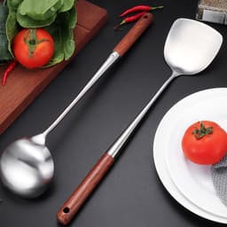 image-Stainless Steel Spatula Rosewood Lengthened and Thickened