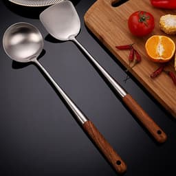 image-Stainless Steel Spatula Rosewood Lengthened and Thickened