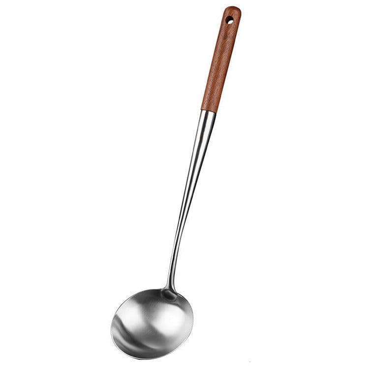 image-Stainless Steel Spatula Rosewood Lengthened and Thickened