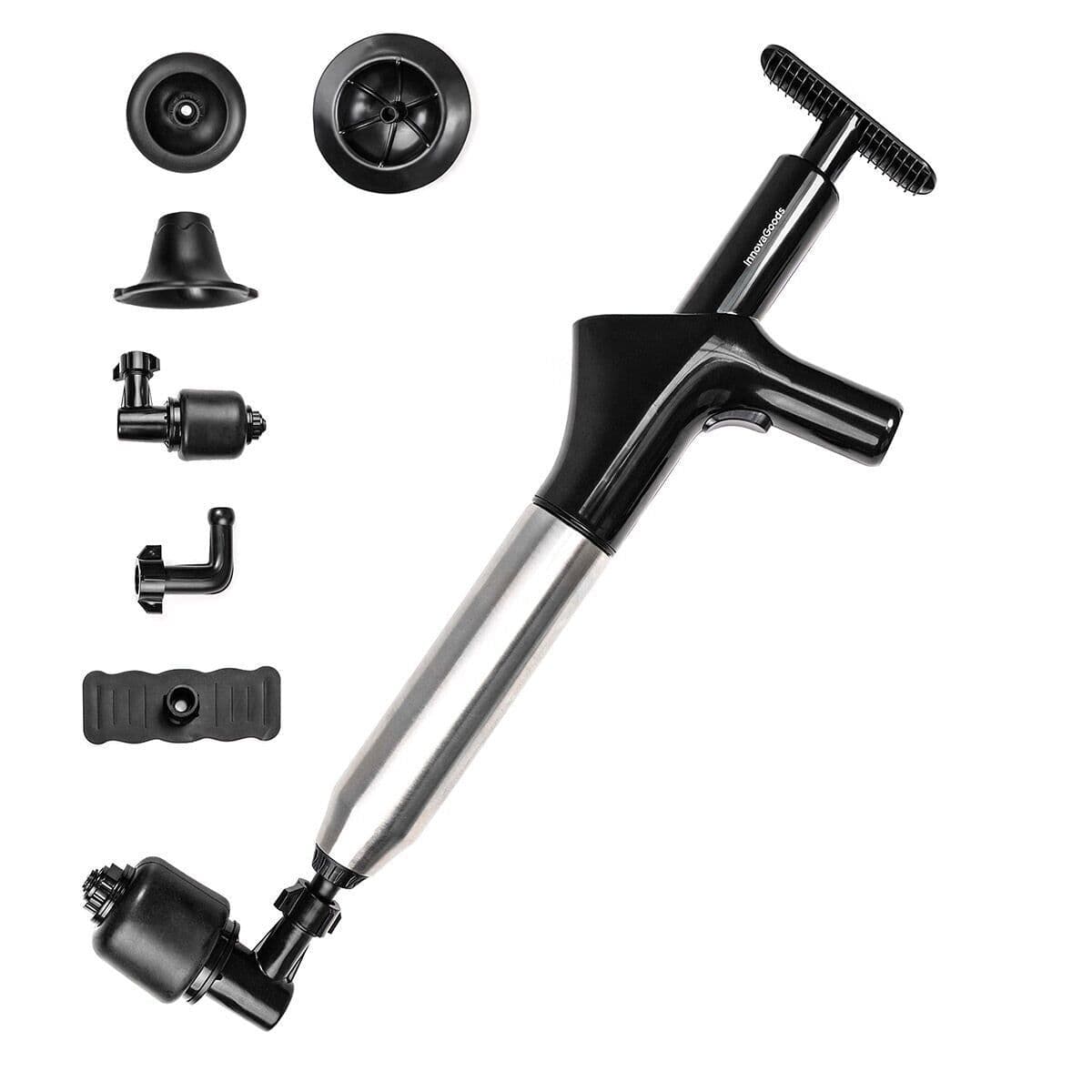 image-High-Pressure Compressed Air Plunger with Accessories and 5-in-1 Pressure Gauge Jetpro InnovaGoods