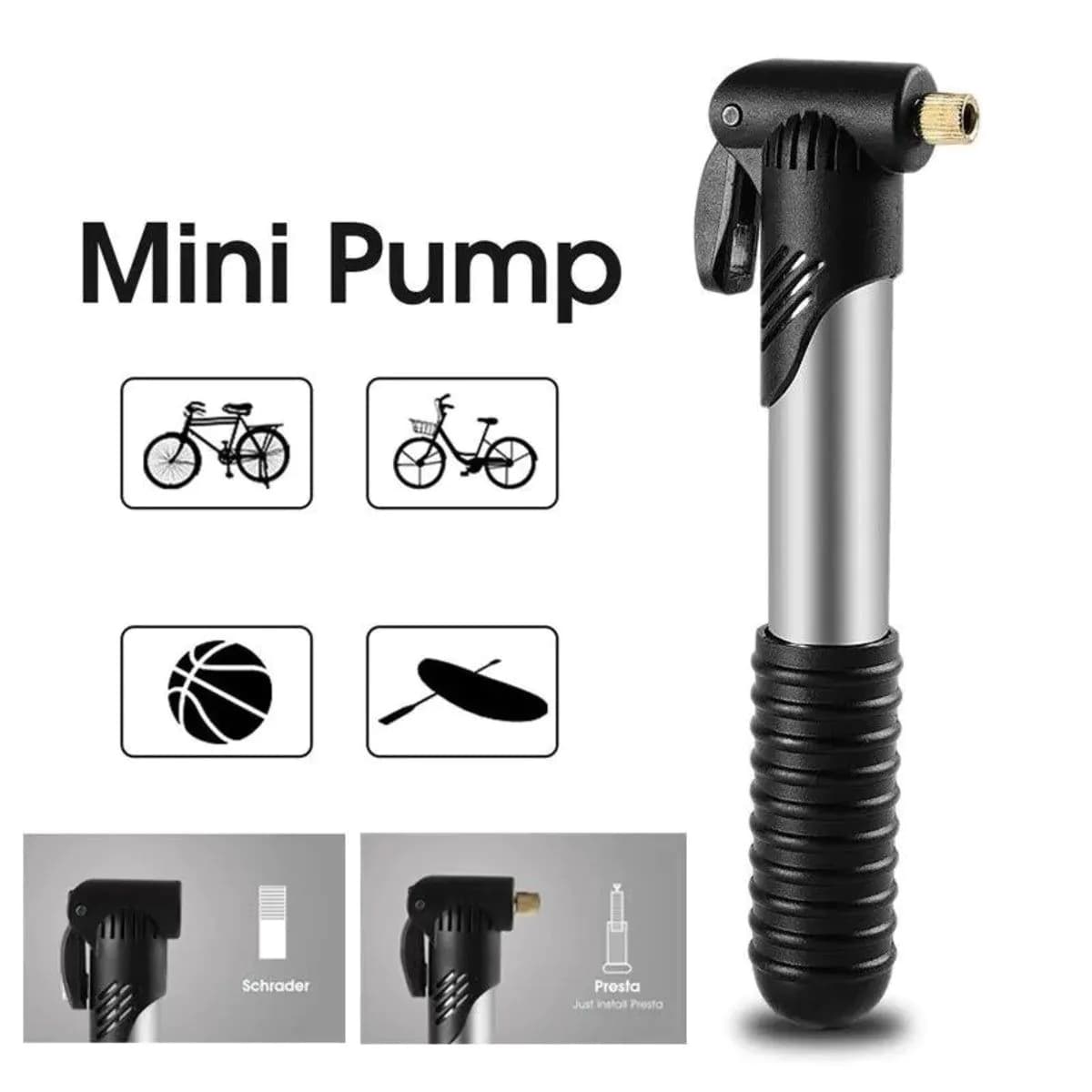 image-BIKING Portable Mini Bicycle Pum P Cycling Hand Air Pum P Ball Tire Inflator Schrader Presta Valve Road Bike Accessories