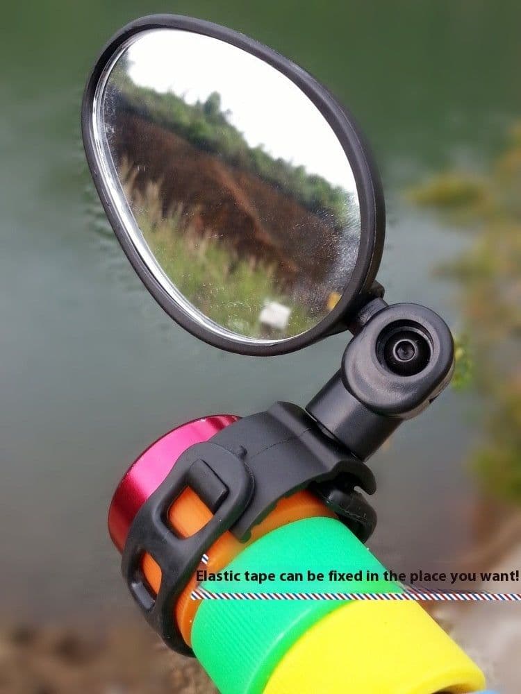 image-Bicycle Glass Rearview Mirror 360 Degree Rotating Reflector Safety Cycling Fixture