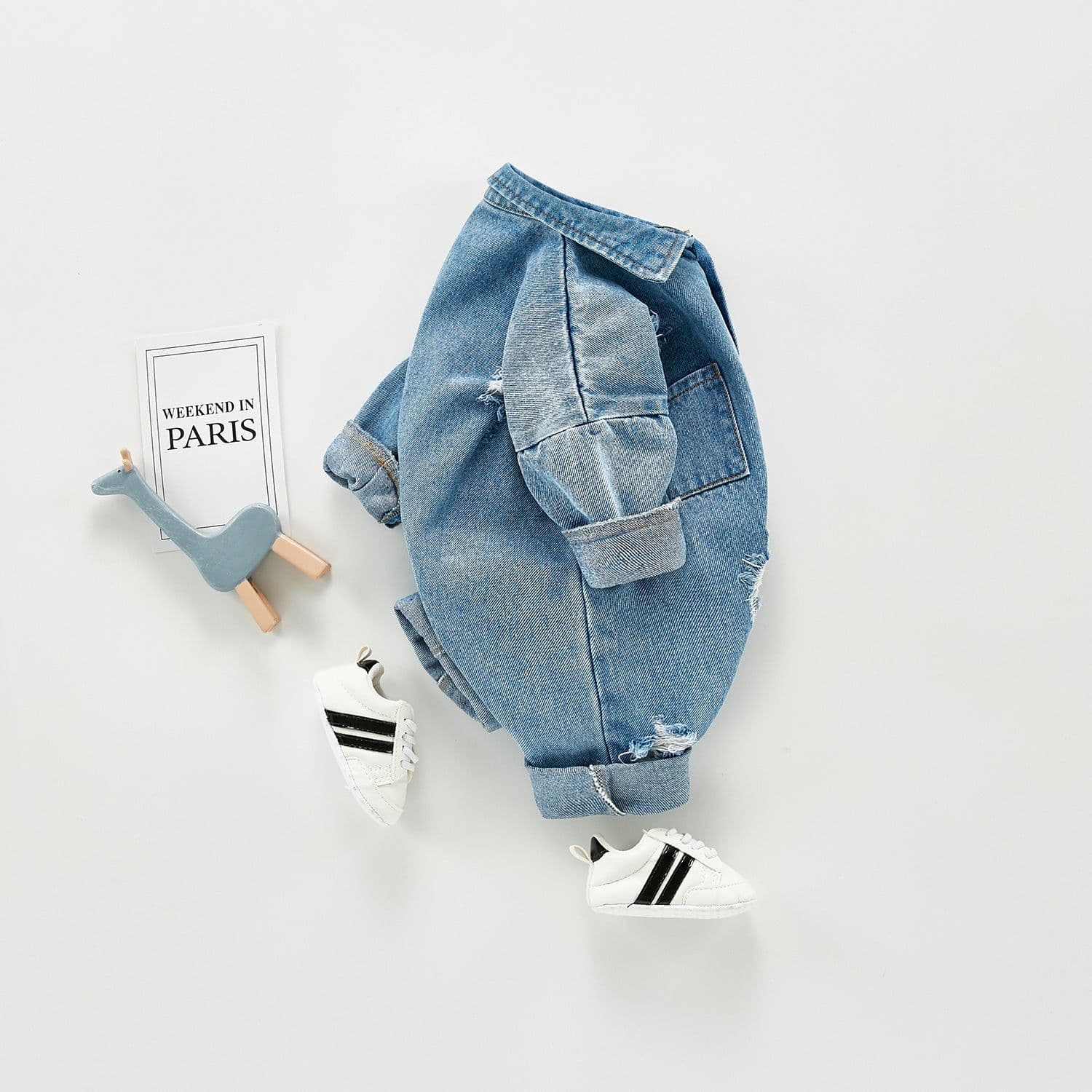 image-Denim Jumpsuit Men And Women Baby Long Sleeved Romper Romper