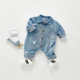 image-Denim Jumpsuit Men And Women Baby Long Sleeved Romper Romper