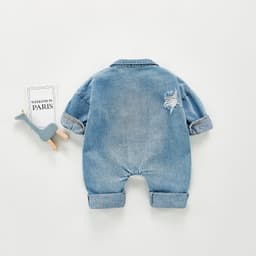 image-Denim Jumpsuit Men And Women Baby Long Sleeved Romper Romper