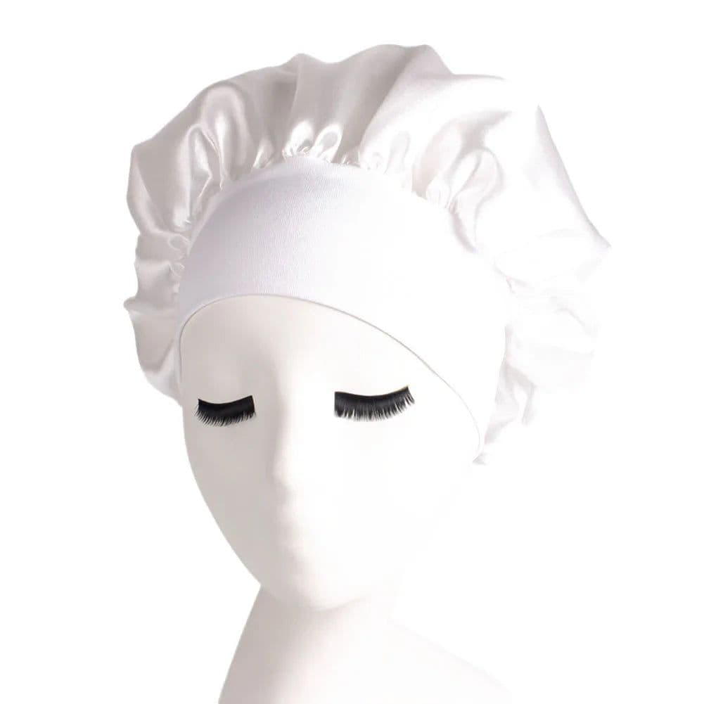 image-Newly Satin Night Hair Cap Women's Solid Sleeping Hat Sleep Care Bonnet Nightcap For Women Unisex Cap Cheveux Nuit
